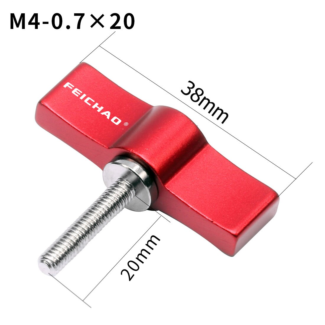 Tornillo de acero inoxidable 1/4 para cámara SLR mango ajustable, M4, M5, 304, adaptador de bloqueo de abrazadera deslizante, llave en forma de T para Gopro: M4x20 Red