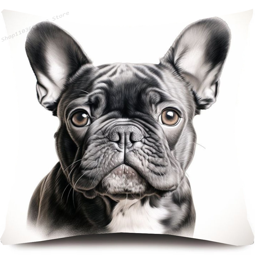 Niedlicher Haustier-Kissenbezug mit französischer Bulldogge, Kissenbezug, Sofa-Kissenbezug, Raumdekoration