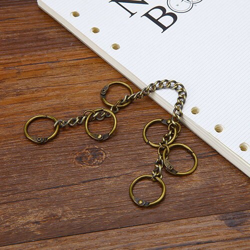Metall verlieren Blatt Buch Bindemittel Klapp Ringe Mit Kette Keychain DIY Album Sammelalbum Handwerk Alben Buch Bindemittel Schule Büro Supplie: 15MM Grün Patina