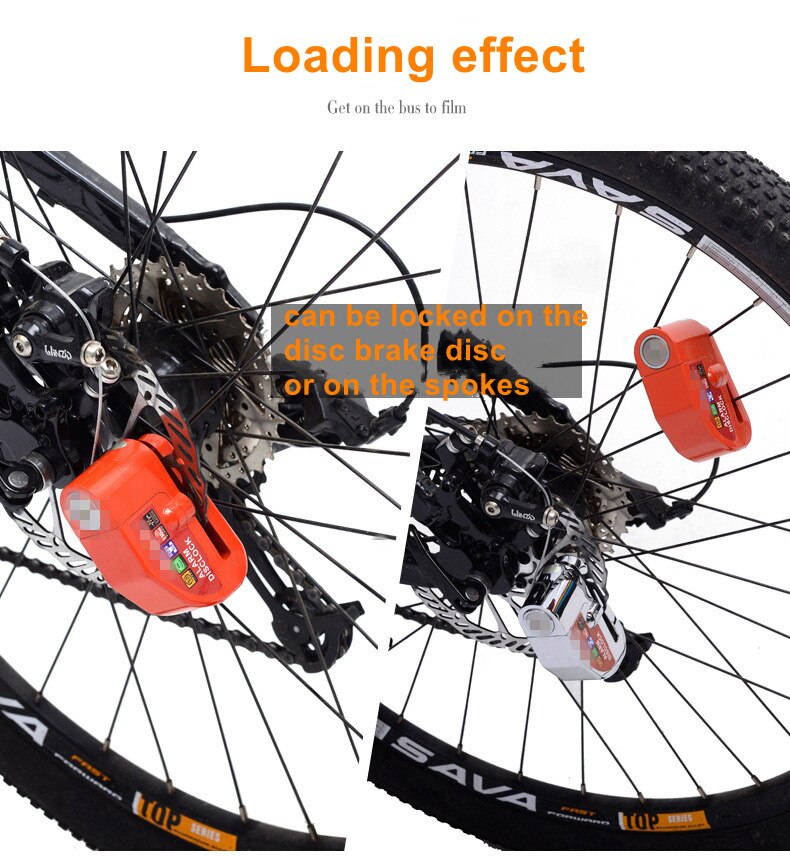 Bicycle Lock Mountain Bike Alarm Lock Anti-Theft Electric Bike Motorcycle Lock Disc Brake Alarm 110 Db High Decibel Loud Bicycle