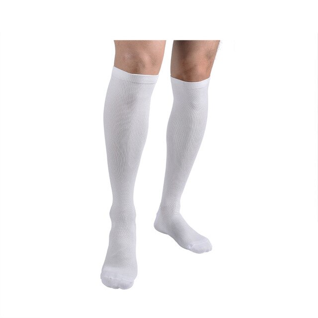 Anti Fatigue Unisex Sport Compression Stockings Varicose Vein Stocking Leg Support Pulled Muscle Blood Pooling Cycling Men Socks: QYSZ03-white / L/XL