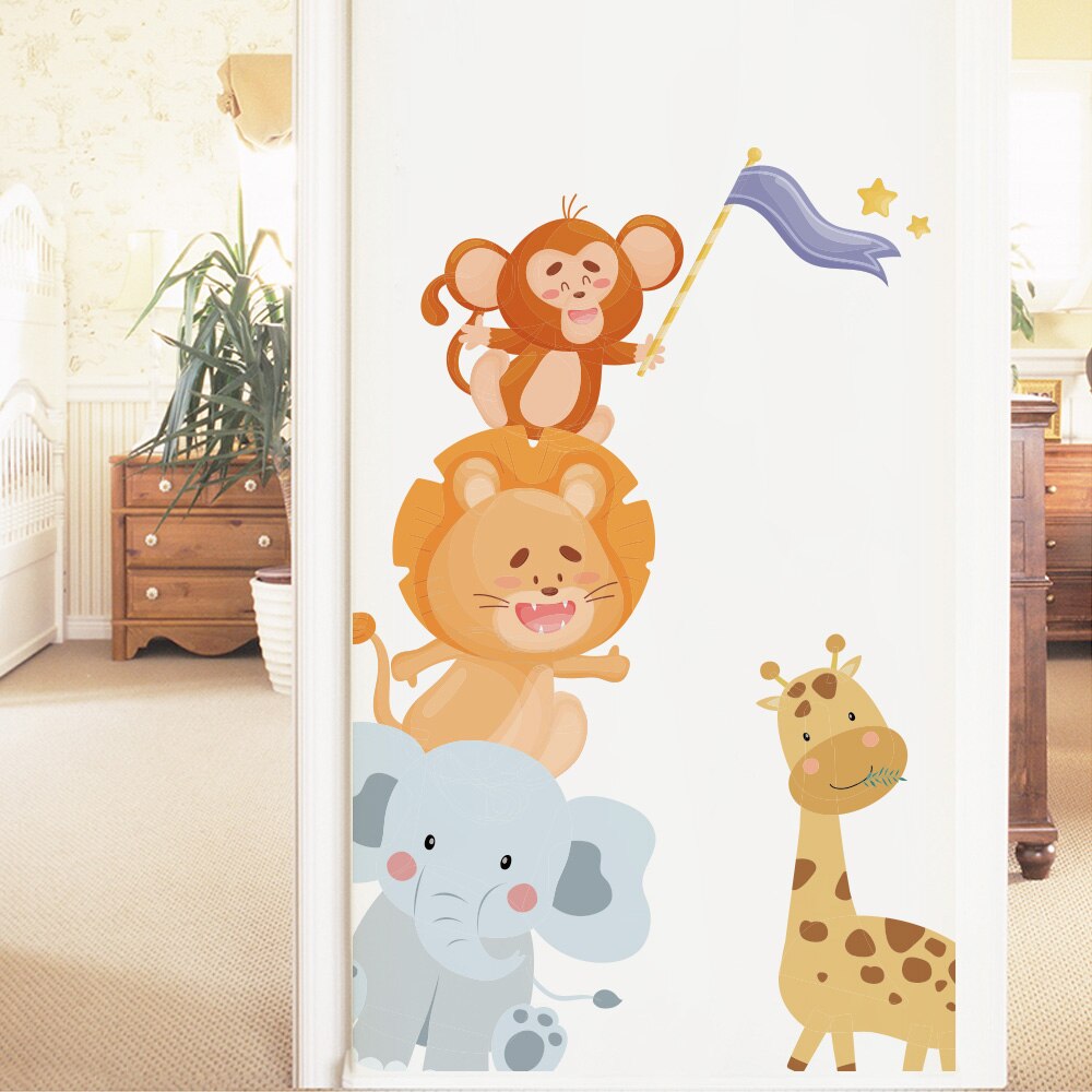 Jungle dyr wallstickers til børneværelser safari børneværelser baby boligindretning plakat abe elefant giraf vægmærkater