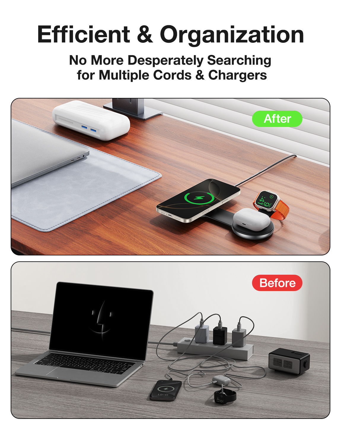 AUFU 3-in-1 draadloos laadstation Snel magnetisch opvouwbaar reisladerstation voor iPhone 16 15 14 Pro Apple Watch Airpods