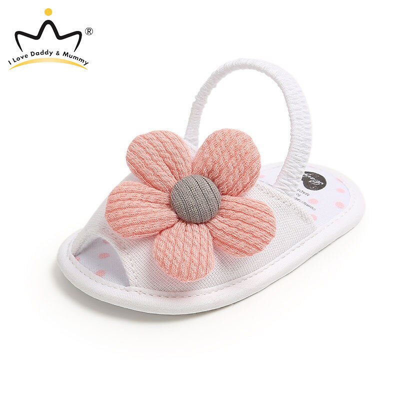 Flor bonito do bebê sandálias verão recém-nascido sapatos da menina do bebê sola macia de algodão não deslizamento infantil berço sapatos primeiros caminhantes: white / 0-6 meses