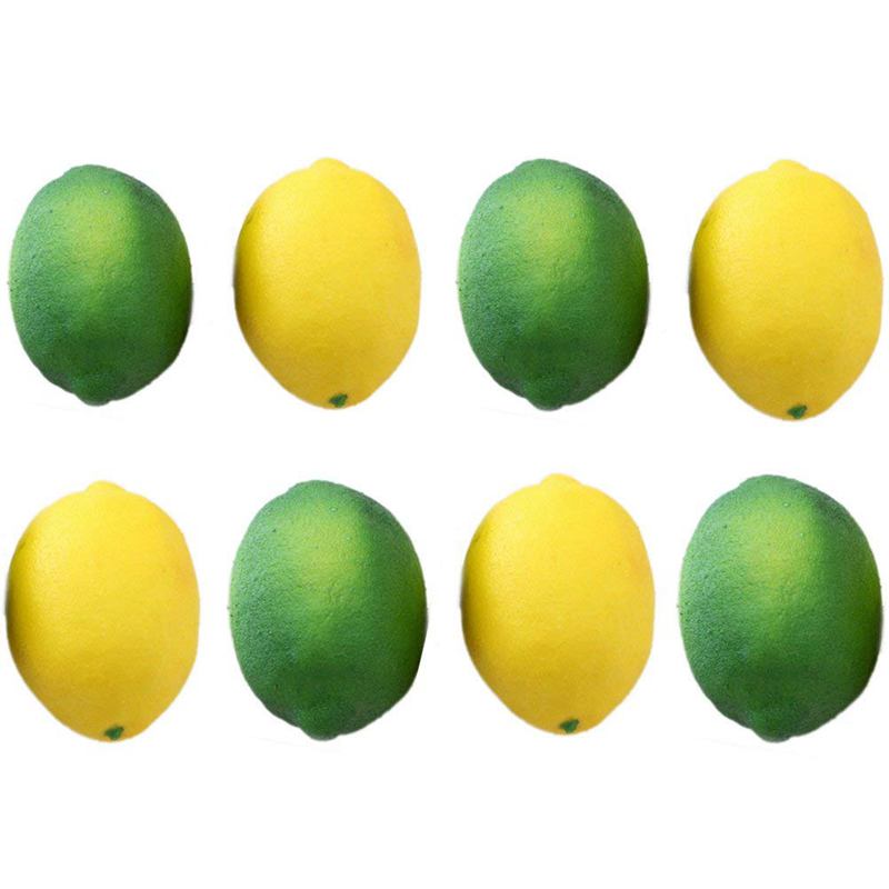 Paquete de 8 limas artificiales para limones falsos, frutas para relleno de jarrones, decoración de de cocina para el hogar, amarillo y verde: Default Title
