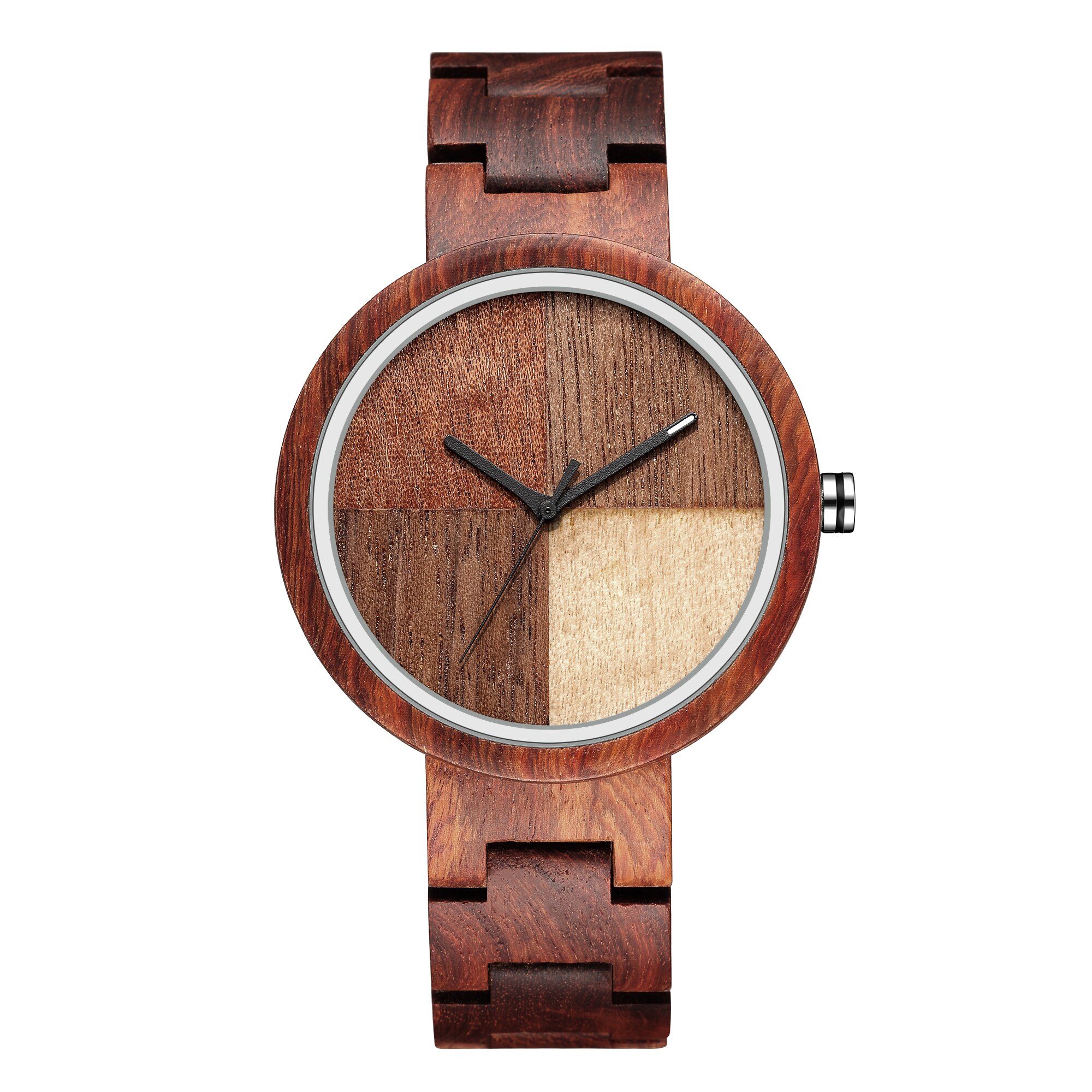 Wooden Quartz Movement Watch Men Lady Symmetrical Color Blocking Dial Wooden Strap Trend Couple Watch 2022 W367: 2