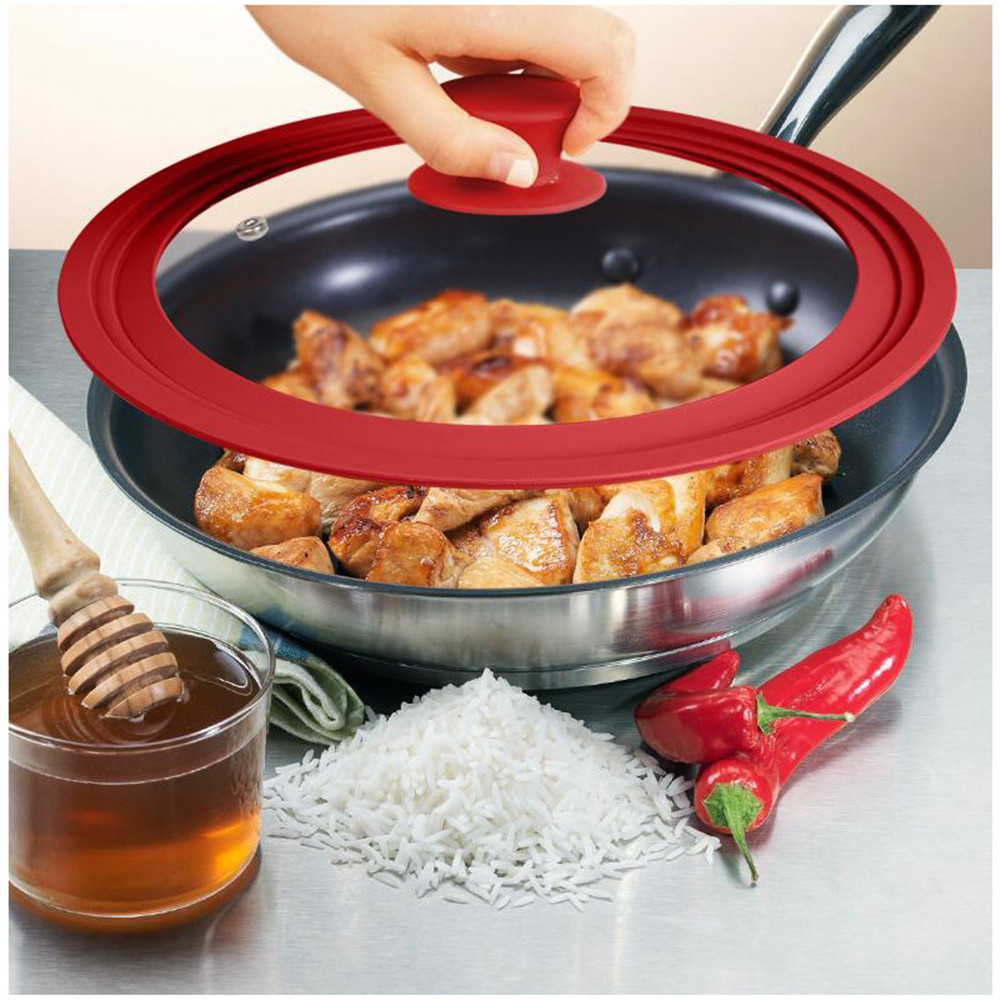 Tapa de olla Visual multifuncional, tapas de vidrio, Wok, sartén, cubierta para utensilios de cocina resistentes al calor de silicona, 20, 22, 24, 26, 28 y 30cm
