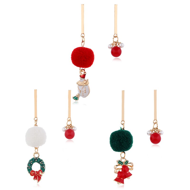 Boucles d'oreilles de noël pour femmes, en peluche, boule de neige, pentagramme, pendentif, boule de cheveux, offre spéciale,