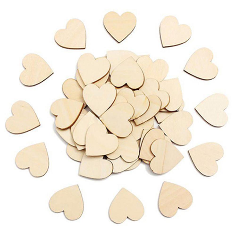 50 Stuks Houten Liefde Hart Vorm Diy Opknoping Hart Vlakte Decoratie Ambachten