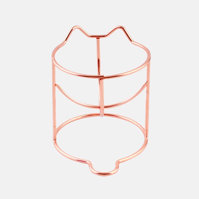 1 pcs Cute Cat Beauty Egg Bracket Dryer cosmetic Makeup Sponge Gourd Powder Puff Rack Organizer Box Shelf Holder storage Tools: Cat rose gold