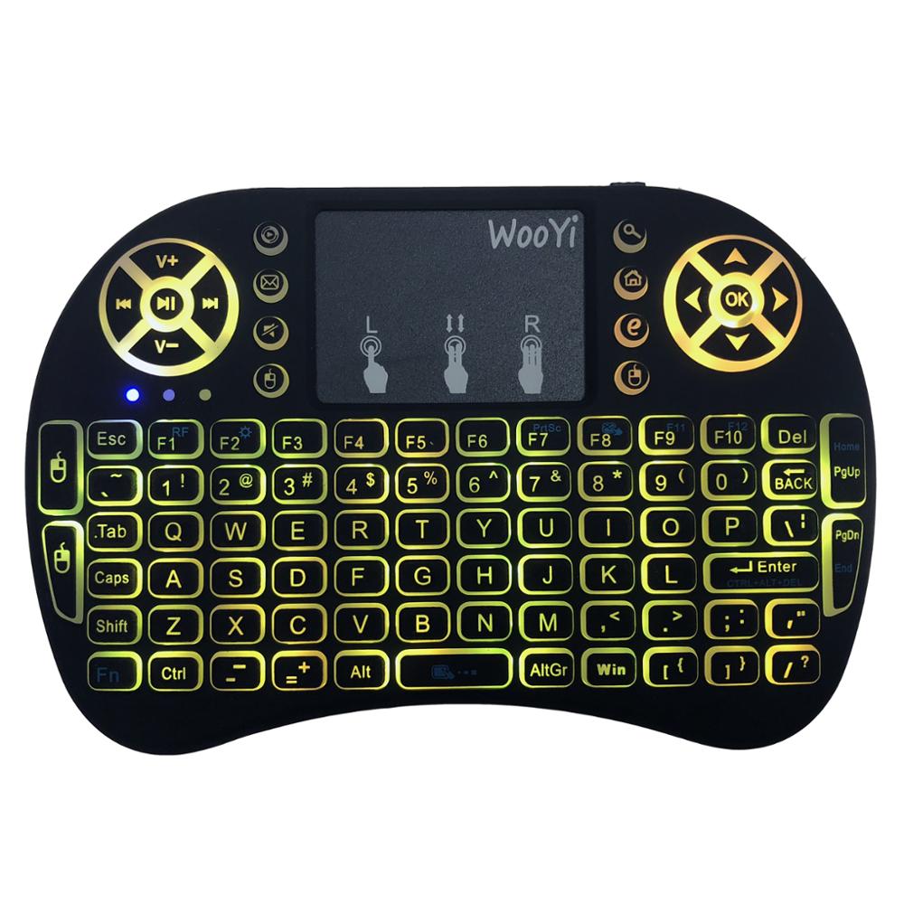 I8 mini trådløst tastatur 2.4 ghz engelsk arabisk russisk hebraisk qwerty tastatur med touchpad til android tv box laptop mi