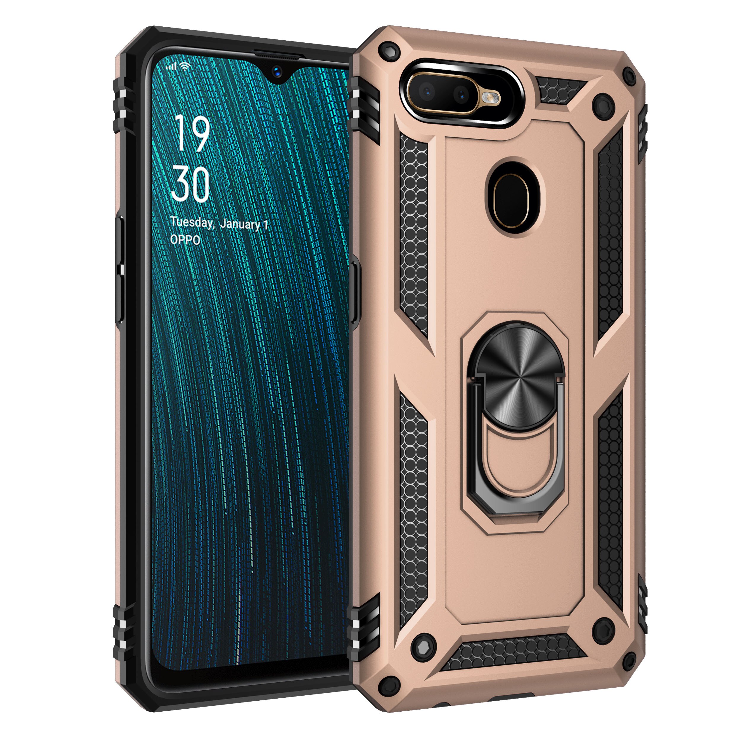 OPPO A5S Case Heavy Duty Tough Rugged Armor Case Kickstand Shockproof Case For OPPO A5S CPH1909 A 5S OPPOA5S OPPO AX5S: Gold