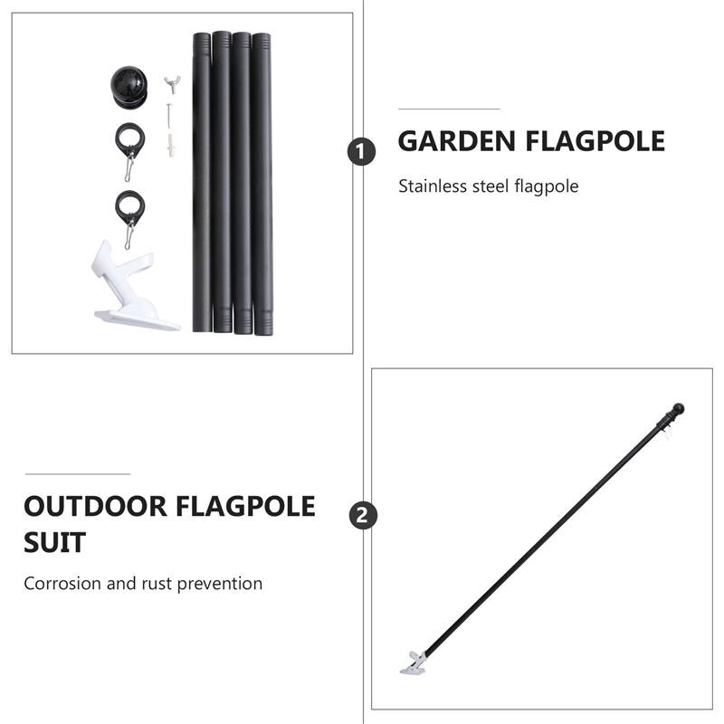 1 Set Wall Mount Flag Pole Porch Yard Flag Pole With Bracket Outdoor Spinning Flagpole Kit Flag Rod Parts