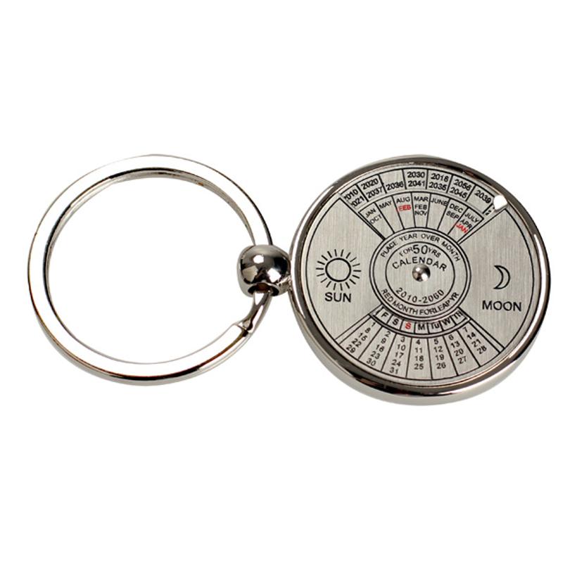 Mini Perpetual Calendar Keychain Ring Unique Metal Keyring 50 Years