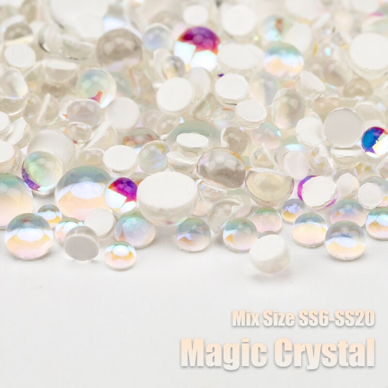 300Pcs Gemengde Grootte Nail Art Mermaid Ronde Glazen Crystal Plaksteen Diy 3D Snoep Kleuren Kralen Glitter Stenen Decoraties: M.Crystal 300Pcs