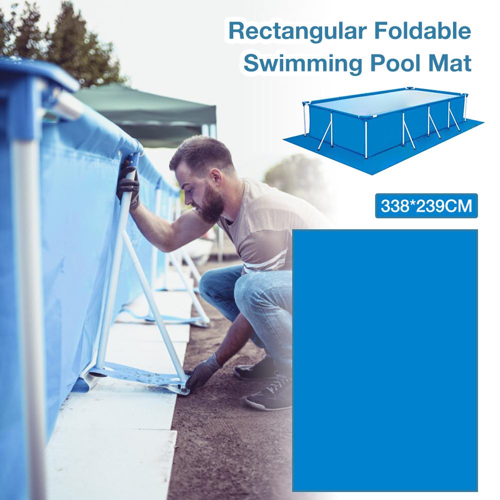 338x239CM Swimming Pool Mat Rectangular Foldable Polyester Pool Floor Cloth For Inflatable Swimming Pools Outdoor Swimming Tool