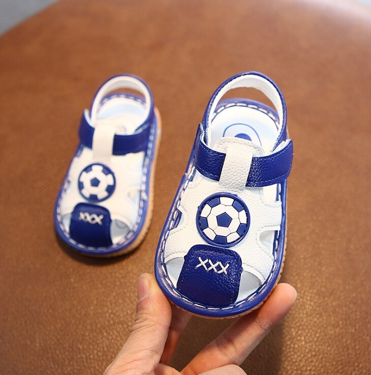 Zomer baby jongens strand sandalen kind jongens baby peuter voetbal sandalen 15-19 0-2 jaar 3 kleuren met stem a -2033 tx09: Blauw / 18