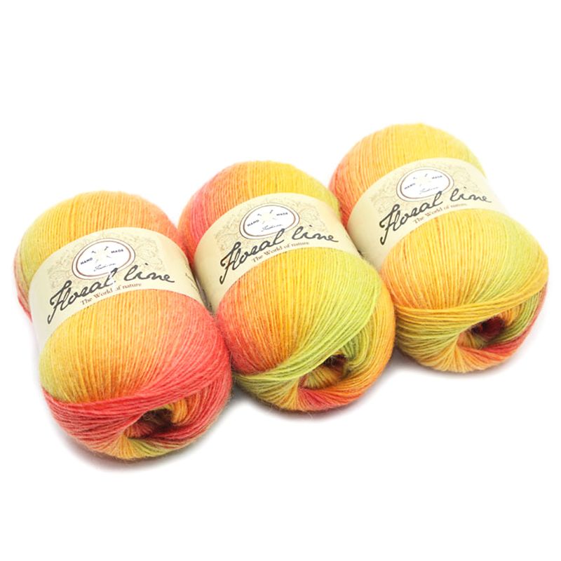 Soft Worsted Yarn Rainbow Gradient Colors DIY Baby Knitting Wool Shawl Scarf Crochet Thread Supplies: 16