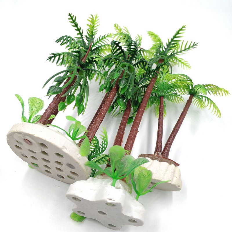 Aquariumplant kunstmatige tropische kokosnoot decoratieve aquariumdecoratie groene boom accessoires ornament 1pc