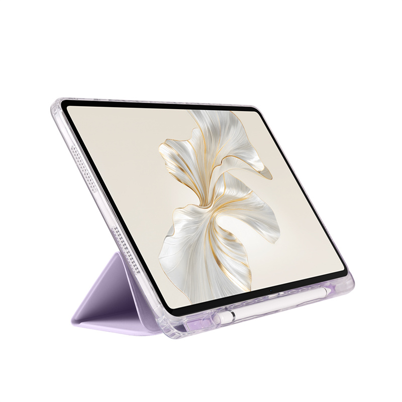 Étui en cuir à trois volets pour Honor Pad 9 12.1 ", coque de tablette à support arrière rigide, étui en acrylique transparent avec porte-stylo, 12.1