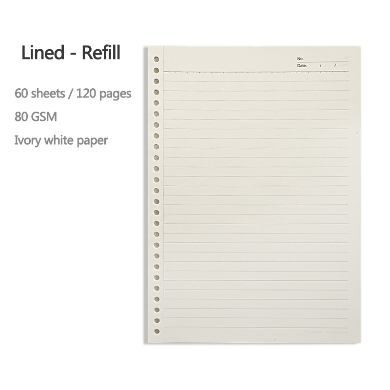 A5 Loose Leaf Soft Side Notebook Journal Planner Transparent Horizontal Line Notebooks School Office Stationery: Lined Refill / A5