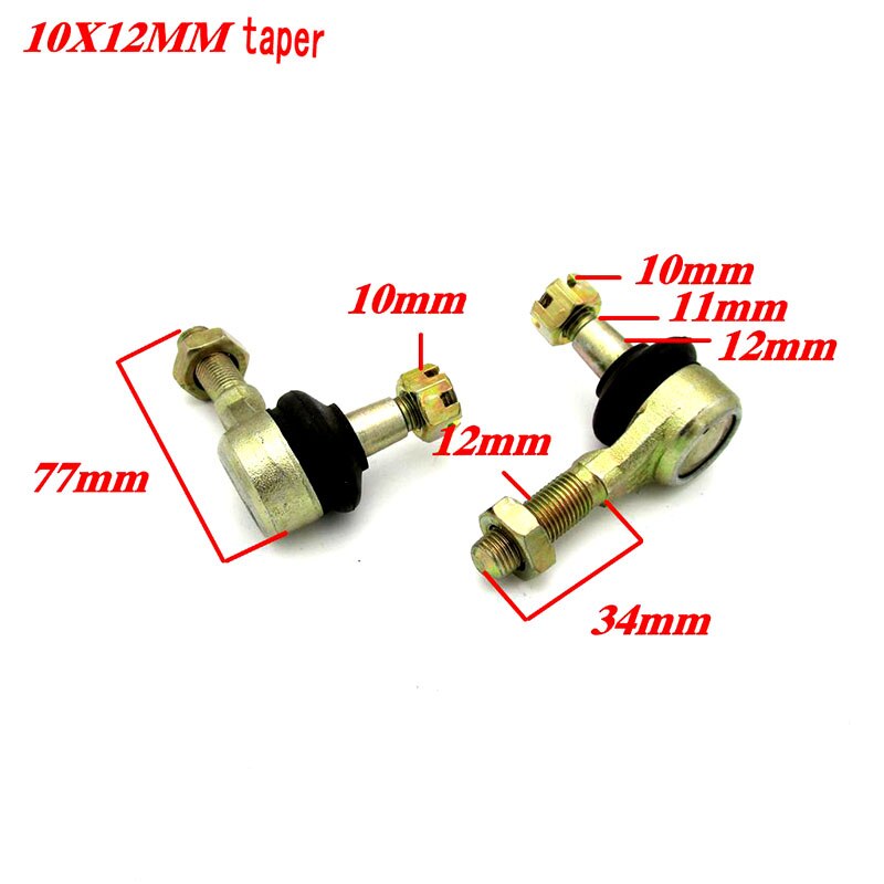 1 Pair 10X12mm Pull Rod Rocker Arm Ball Head For ATV Up And Down Rod Steering Ball Head Accessories Adjustable Rocker