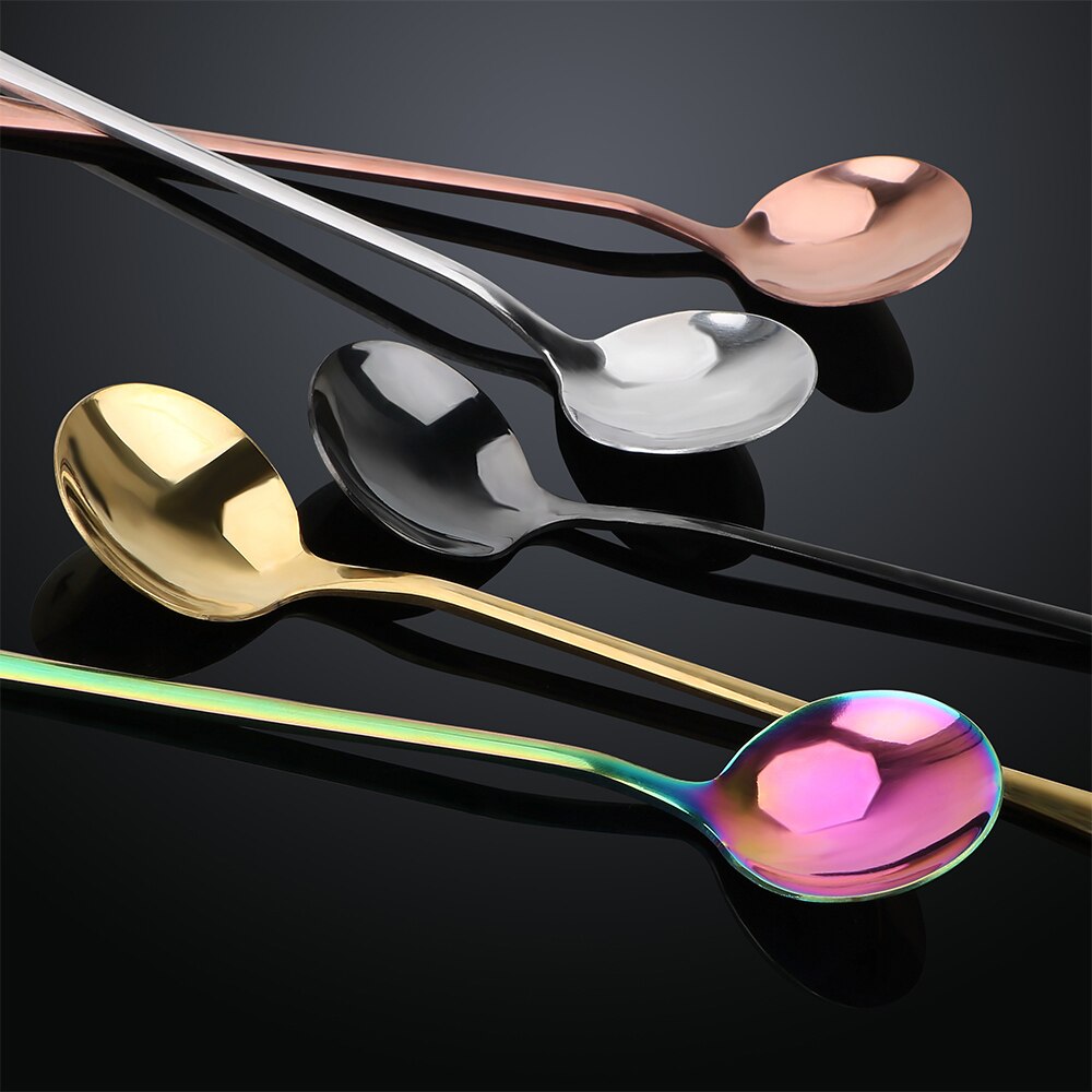 Hilife rund form långhandtag spoontableware sked hem kökice kaffesked 18.5 cm rostfritt stål