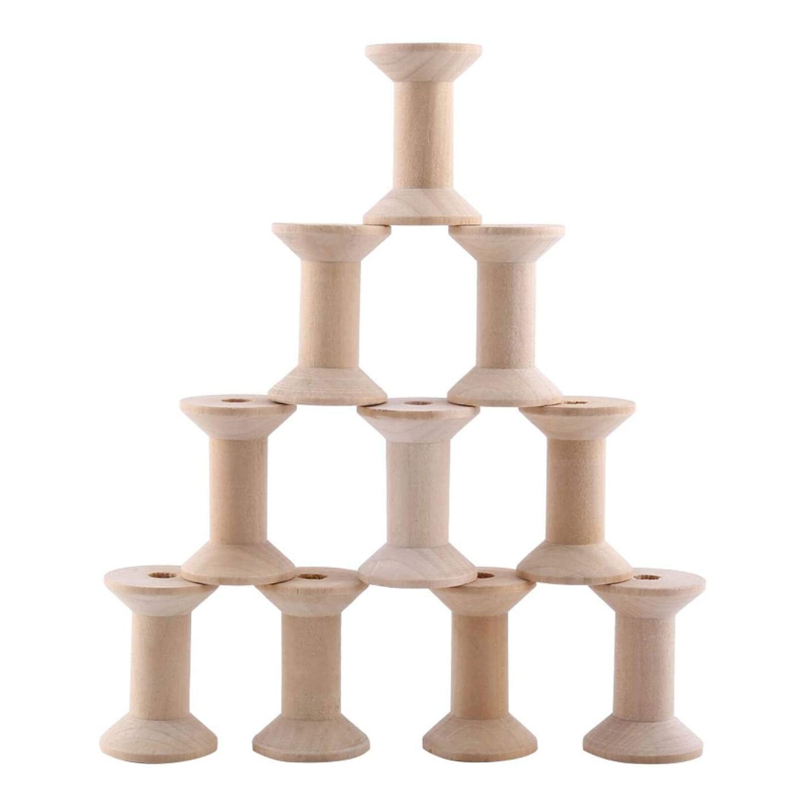 24Pcs Wooden Empty Thread Spools Large Unfinished Wood Spools Wire Weaving Bobbins for Arts Crafts Cord Roll