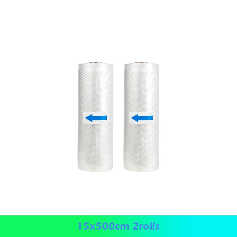 2Rolls Vacuum Bag Compression Vacuum Sealing Packaging Machine Automatic Food Preservation Packaging Plastic Vacuum Machine: 15x500cm