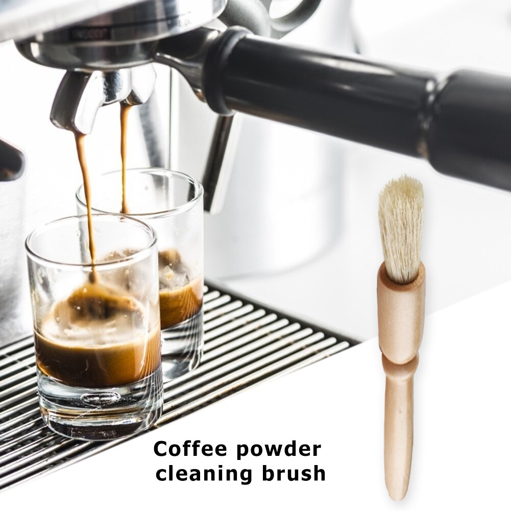 1Pcs Natuurlijke Haren Koffie Borstel Koffiemolen Machine Borstel Houten Handvat Hout Afstoffen Borstel Koffie Clean Tool