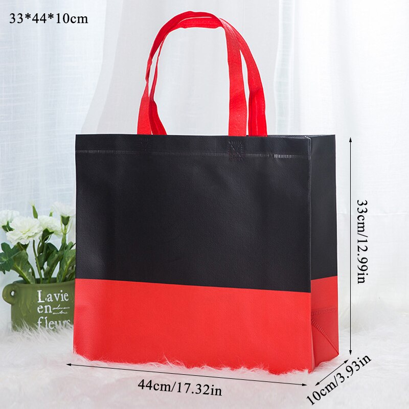 Shopping Bag Foldable Eco Bag Large Reusable Shopping Bag Tote Waterproof Fabric Non-woven Bag No Zipper: red L
