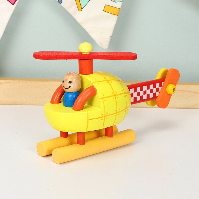 Giocattoli in legno per bambini smontaggio assemblaggio Puzzle combinazione giocattoli pratici giocattoli per veicoli assemblati aereo elicottero razzo: Assembled Helicopter