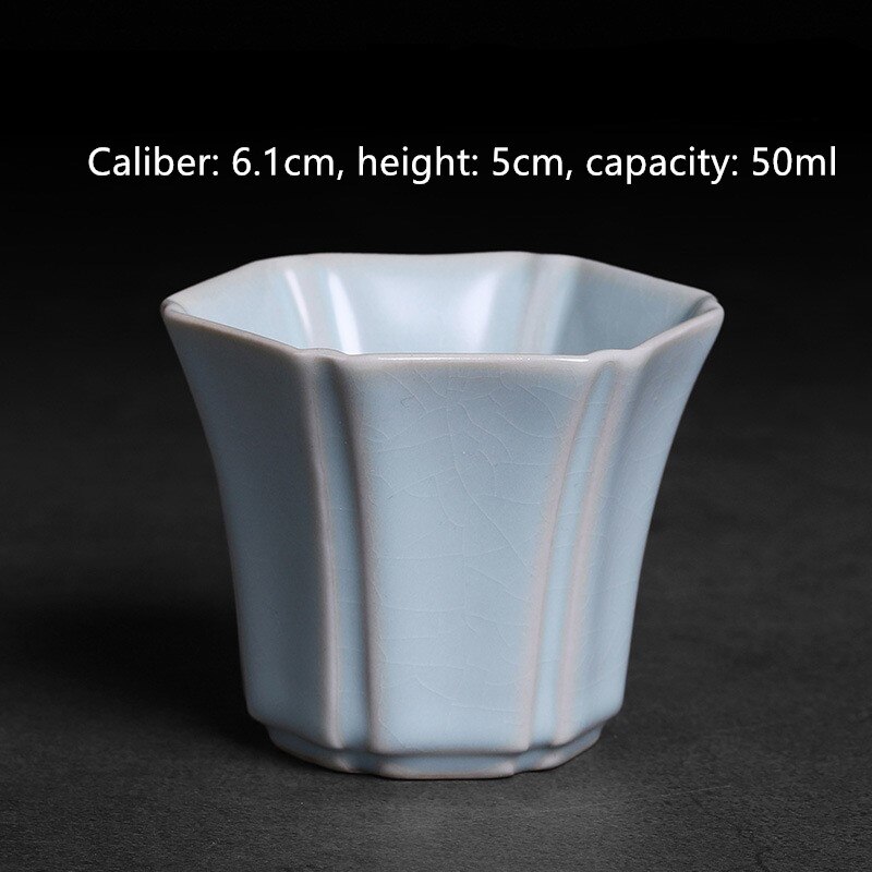 Ceramic Tea Cup Teaware Kung Fu Tea Set Cup Handmade Teacup Coaster Tea Trays Tea Bowl: Hexagon