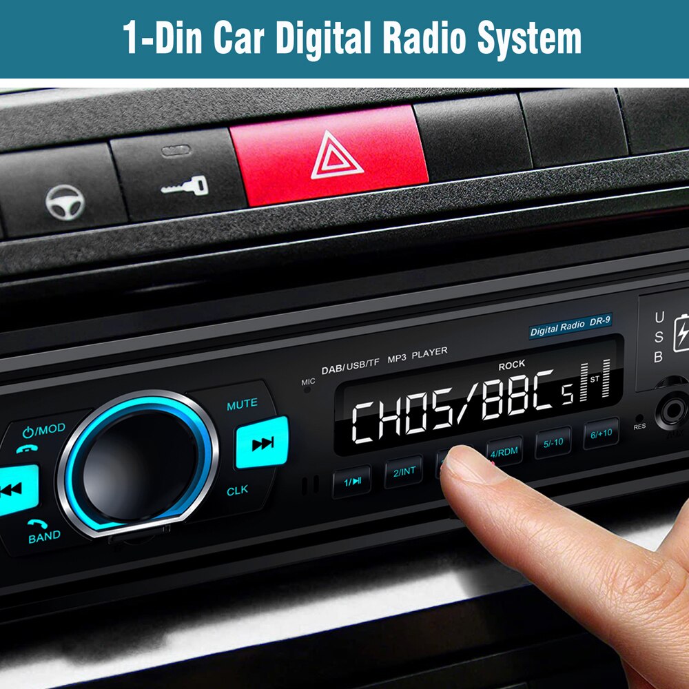 neue DR-9 1 Din Auto Stereo Radio DAB/DAB +/FM Empfänger Auto Digital Radio system BT 4,2 U-Disk TF Crad MP3 Player Dual USB Port