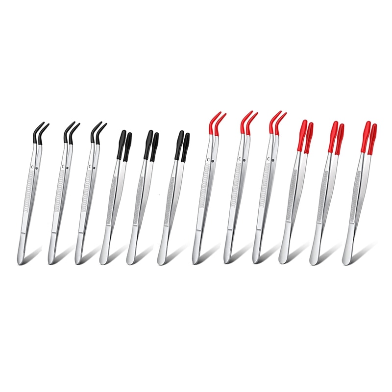 6 Stuks Van Rubber Tip Pincet Pvc Siliconen Precisie Pincet Laboratorium Industriële Hobby Craft Pincet Tool