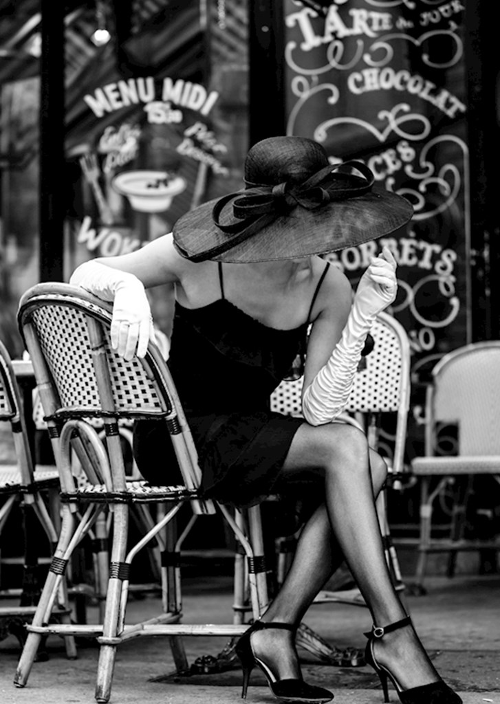 Fotos de fotografía en blanco y negro, imagen impresa en lienzo, globos negros, para mujer, Tour Eiffel, cartel de coche Vintage, decoración del hogar: Azul / 16x20