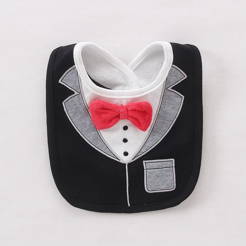 Baby Bibs Waterproof Wet Wipes Removable Babys Tuxedo Kids Dinner Feeding Bib Saliva Towel Tie Gentleman Child Red Bow Feeding