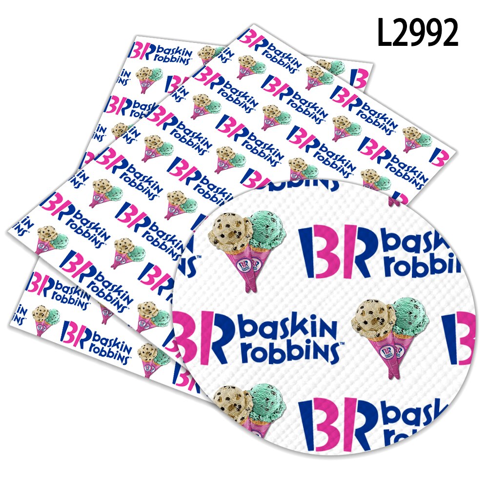 DIY 30 cm x 22 cm Baskin Robbins Ice-cream Pattern Solid Color Suede Synthetic Leather DIY Sewing Material: L2992