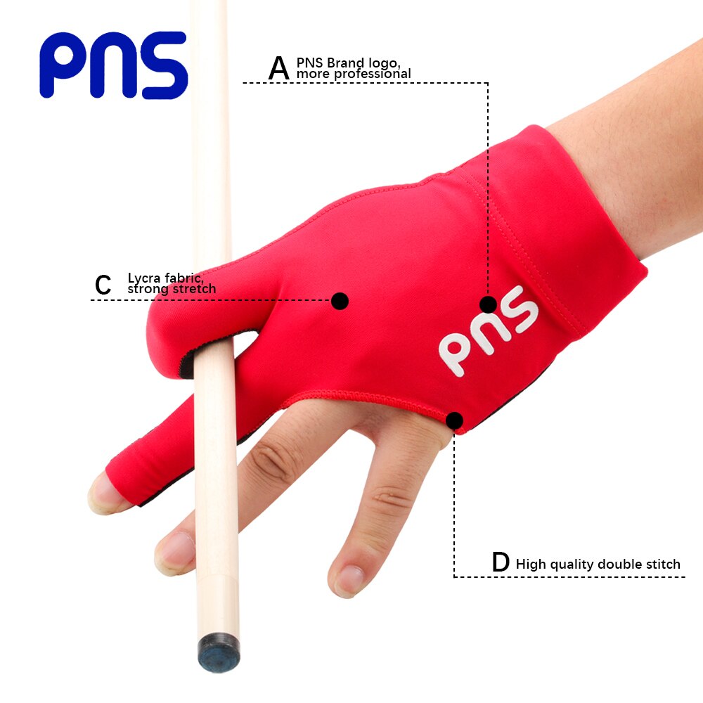 PNS – gants de billard professionnels et durables, accessoire de billard, de billard, de Snooker, de droitier et de gaucher, à trois doigts