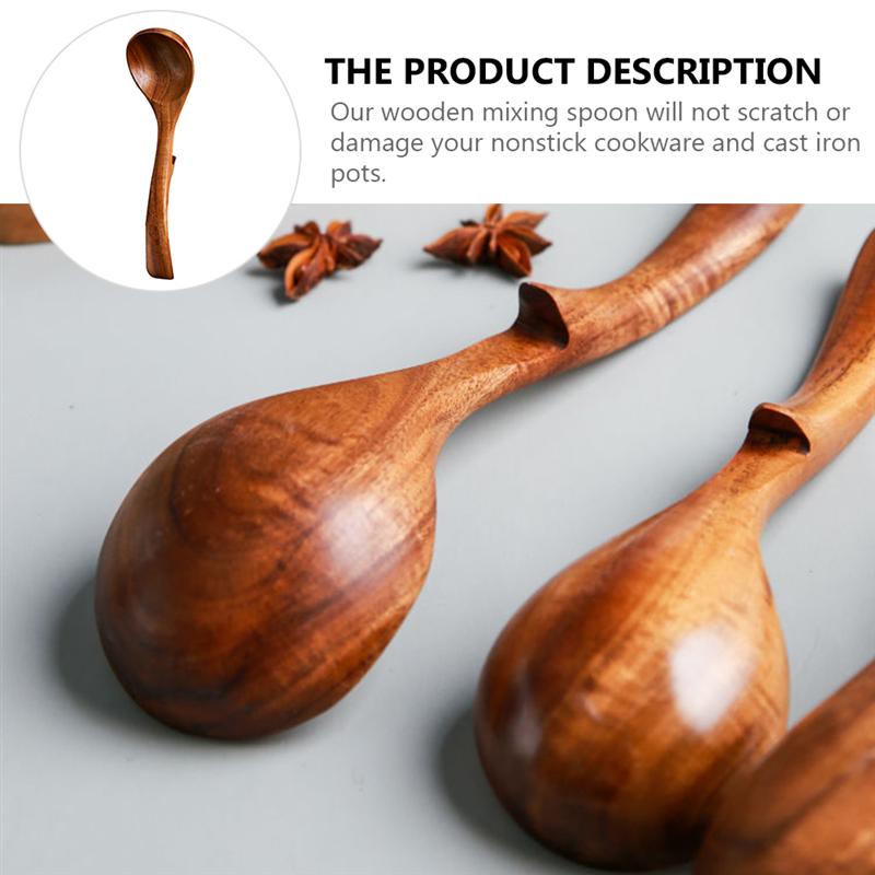 Wooden Soup Spoon Long Handle Pot Cooking Spoon Non Stick Porridge Spoon Food Mixing Stirrer Kitchen Tools Tableware