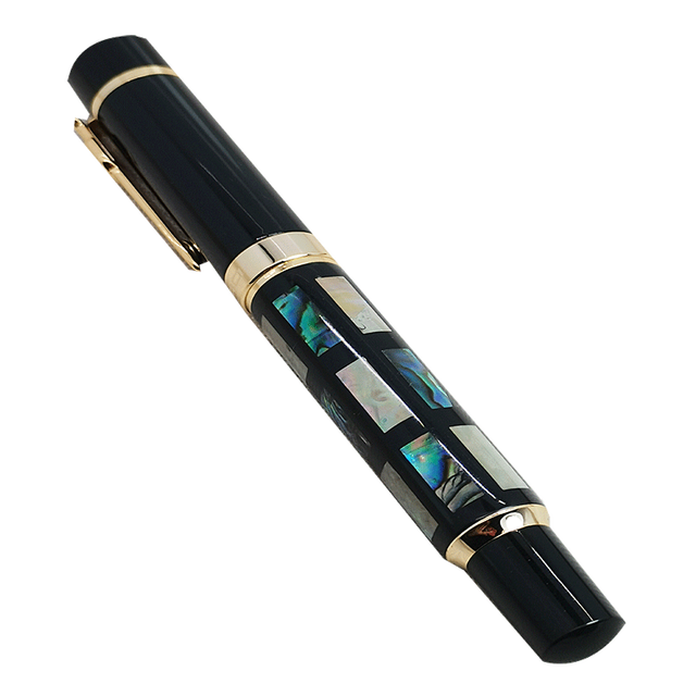 Jinhao 650 Luxury Fountain Pen Shell Calligraphy Pen Mb or 1.0mm Nib Blue Writing Pens Caneta Tinteiro: beidiaao / F