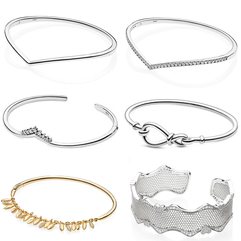 Pulsera de amor con nudo infinito para mujer, abalorio de 100% Plata de Ley 925 brillante, de joyería Original para mujer