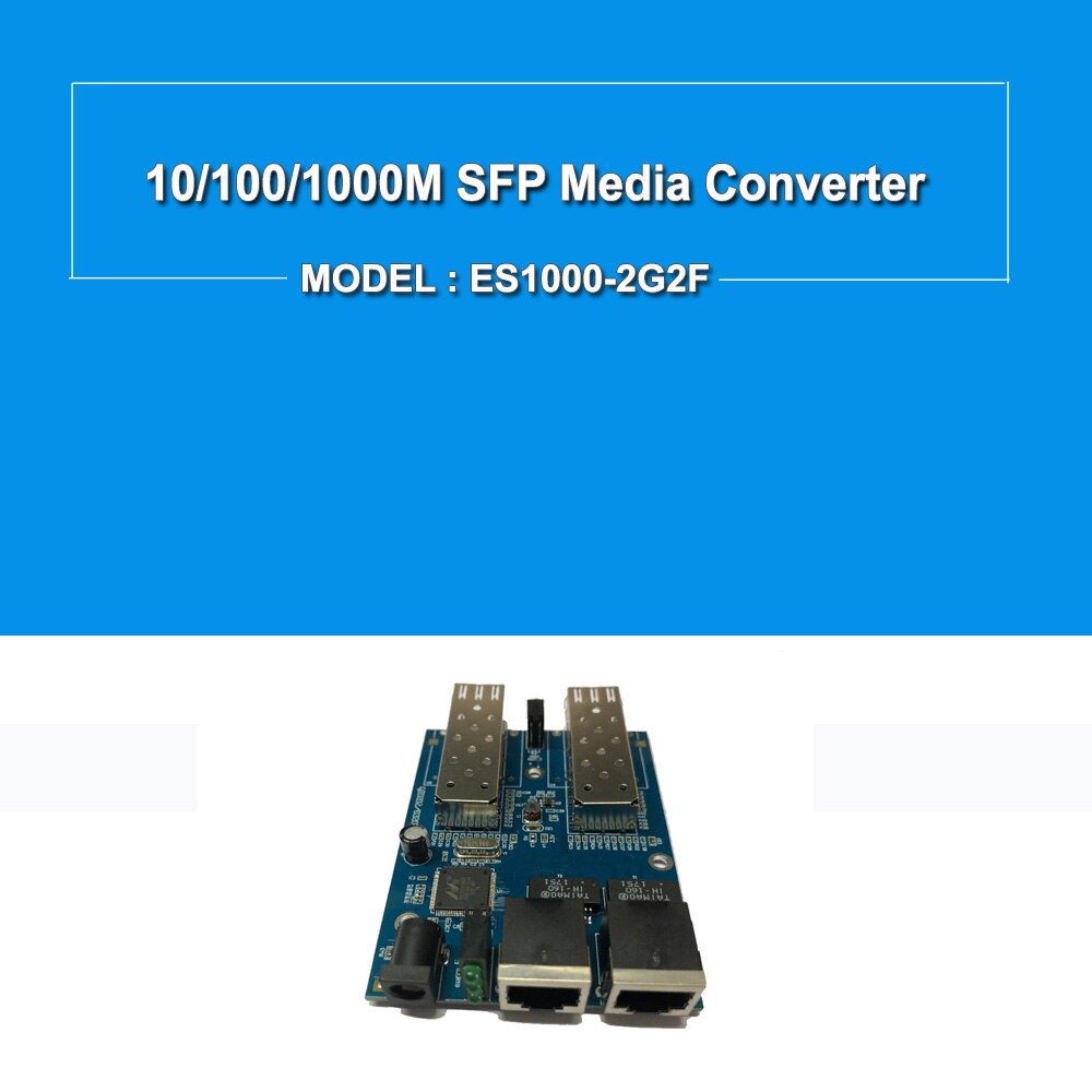 2 Giga SFP e 2 1000Mbps Tx Porta interruttore in Fibra media convertitore bordo del PWB
