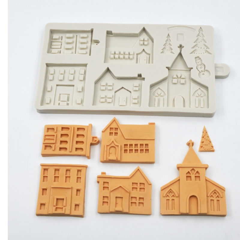 Joulu piparkakkutalo silikoni muotti fondantti muotti kakku sisustus työkalut suklaa, gumpaste, sugarcraft, keittiövälineet