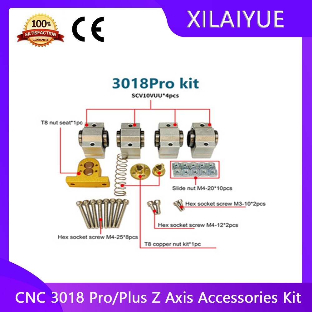 CNC Machine X-axis Accessories Kit 3018 PLUS SCV12VUU Bearing 12mm 10mm 3018Pro SCV10VUU T8 lead screw X axis Parts