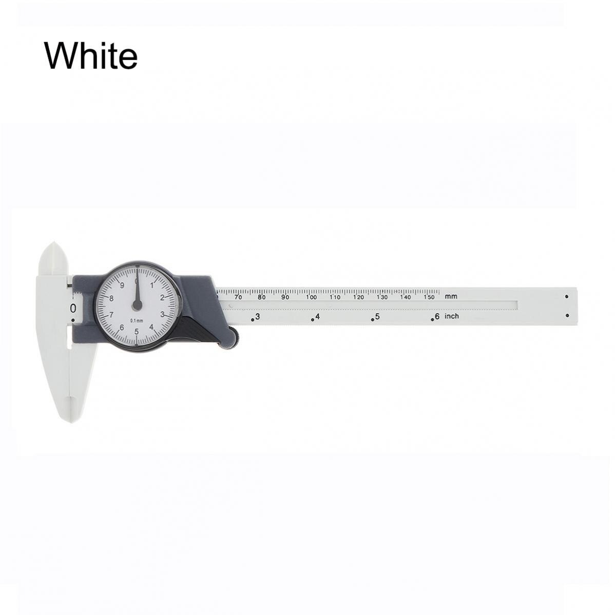 150mm Dial Caliper Vernier Caliper with Dial Indicator Stainless/Carbon Steel Gauge Measuring Tool Micrometer: White