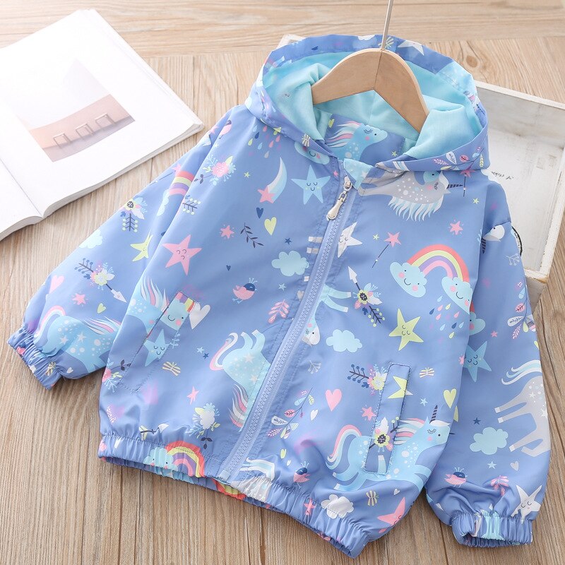 Mayfair Cabin Coats and Jackets Kids Girls Clothes Cartoon Print Outerwear Hooded For 3-7Y spring Autumn Brand Children: AH124 / 4T