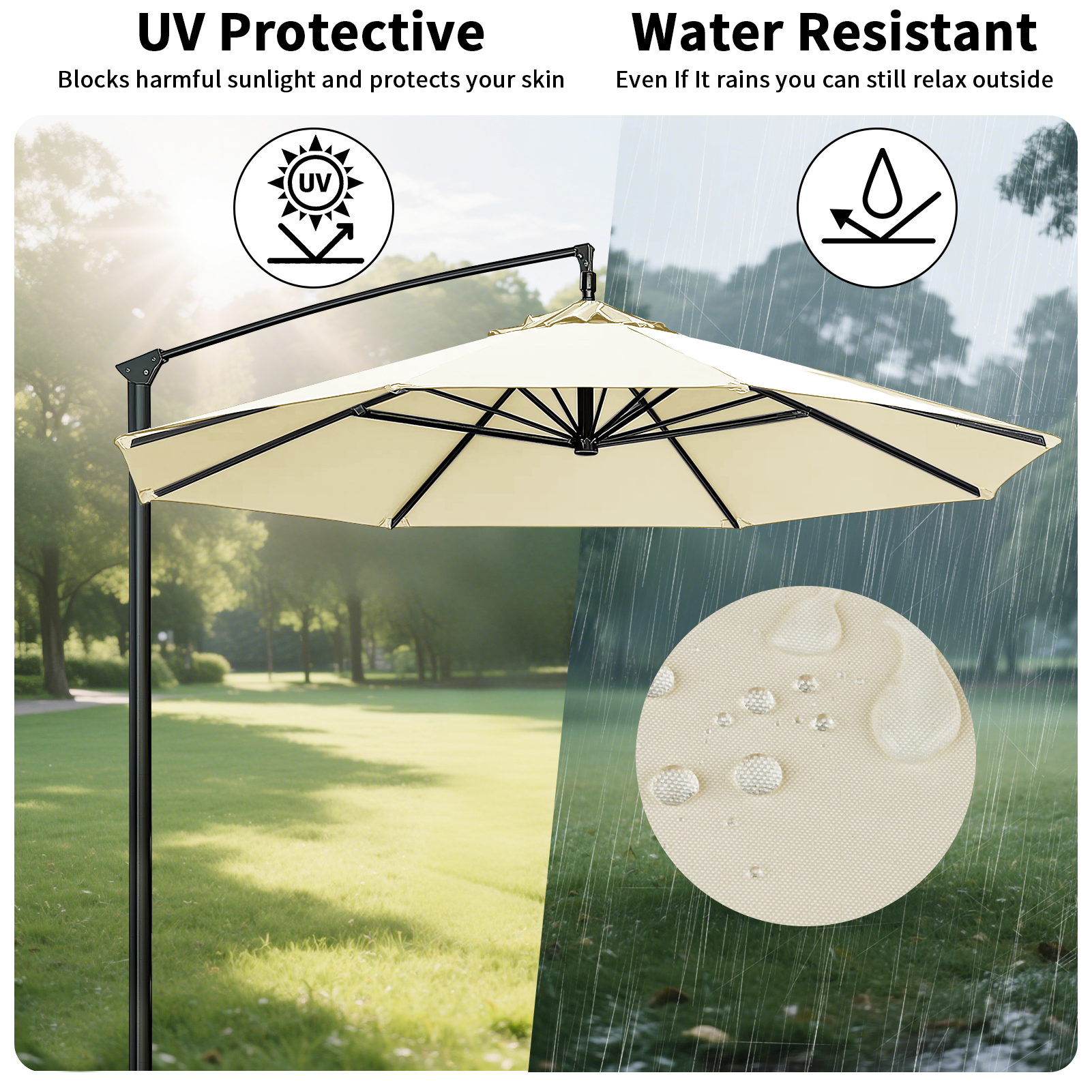 Parasol Replacement Cloth Outdoor Garden 2/2.5/2.7/3M Umbrella Cover Waterproof Sunshade Canopy For 6 Ribs/8 Ribs Parasol Cover