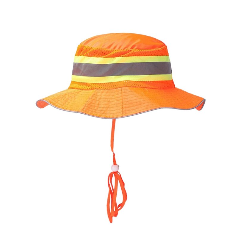 Wide Brim High Visibility Reflective Cap Outdoor Workplace Safety Sun Protection Breathable Mesh Hat