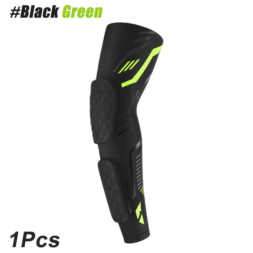 1 Stück gepolsterte Armmanschette, schützende Kompressions-Ellenbogenschoner, Basketball, Fußball, Volleyball, Sport, Jugend und Erwachsene, einzelne Ärmel: L / Blau
